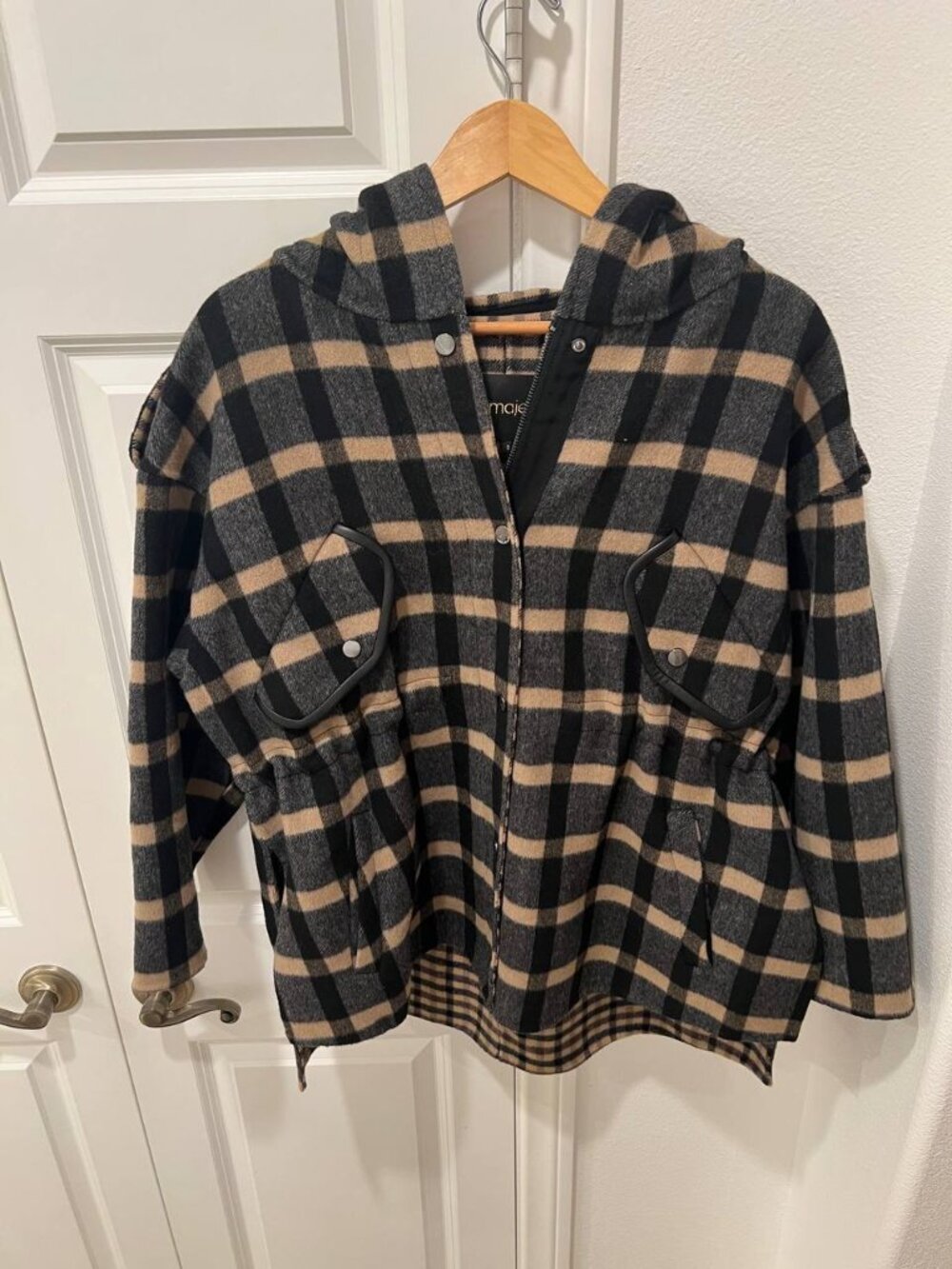 MAJE Gangzhy check wool coat